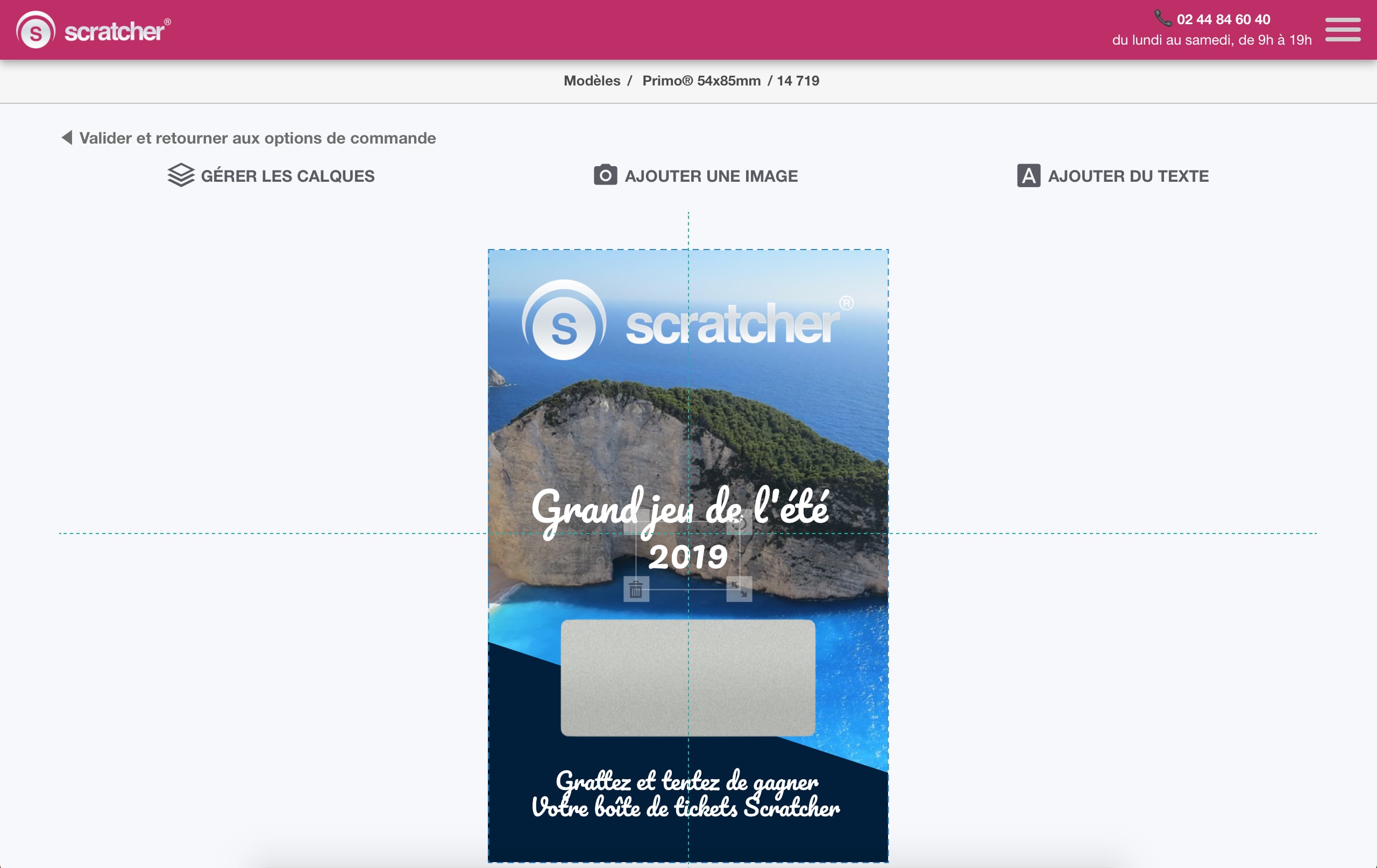 Dibuja tus tarjetas de rascar en línea en unos pocos clics en el configurador de www.scratcher.fr
